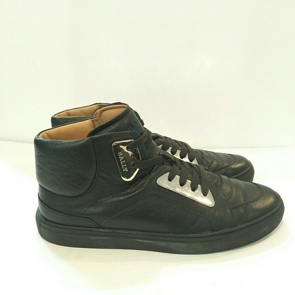Bally Hexy Men's Hightop Sneaker Black Leather 11d - Picture 6 of 8